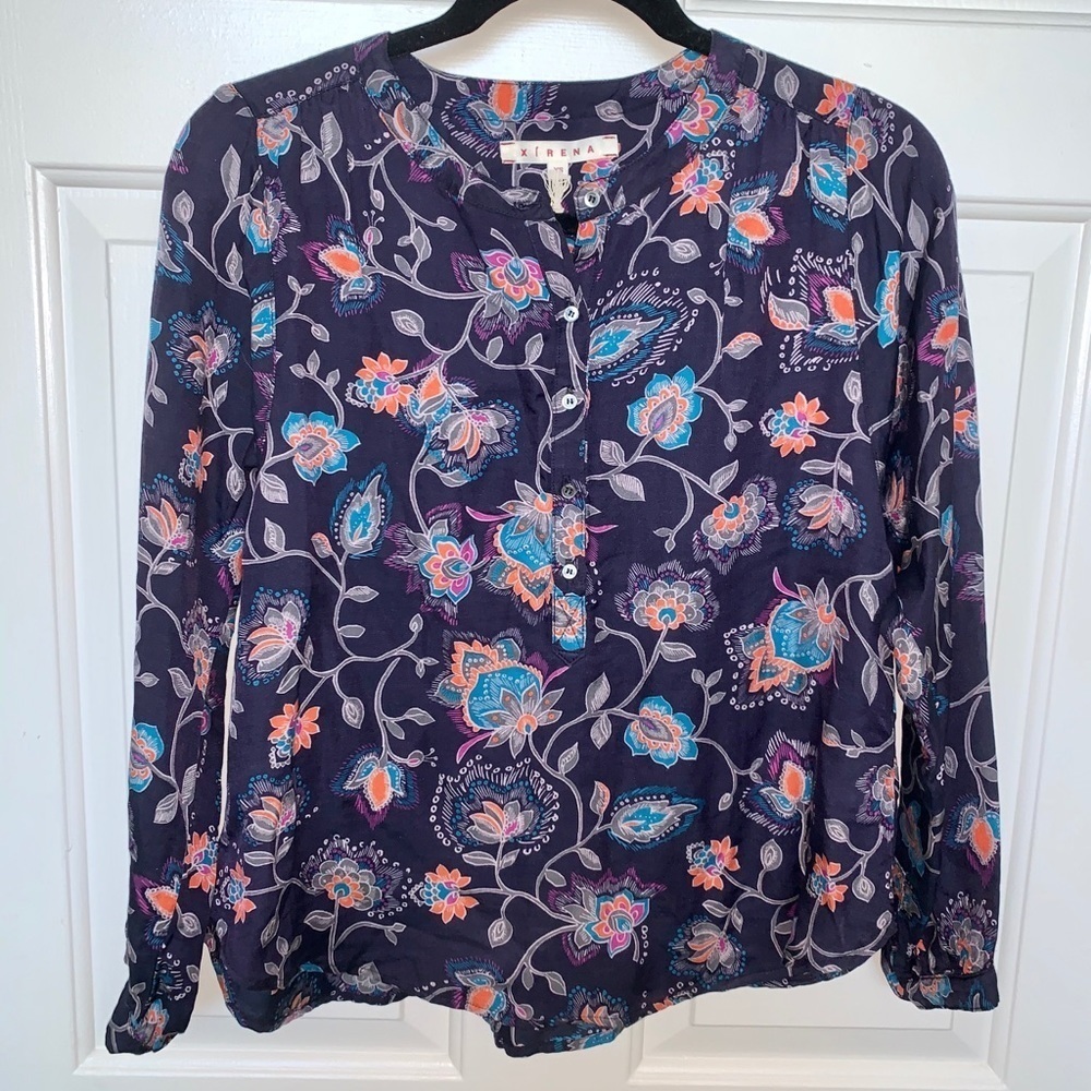 Xirena Floral Paisley Button Down Blouse